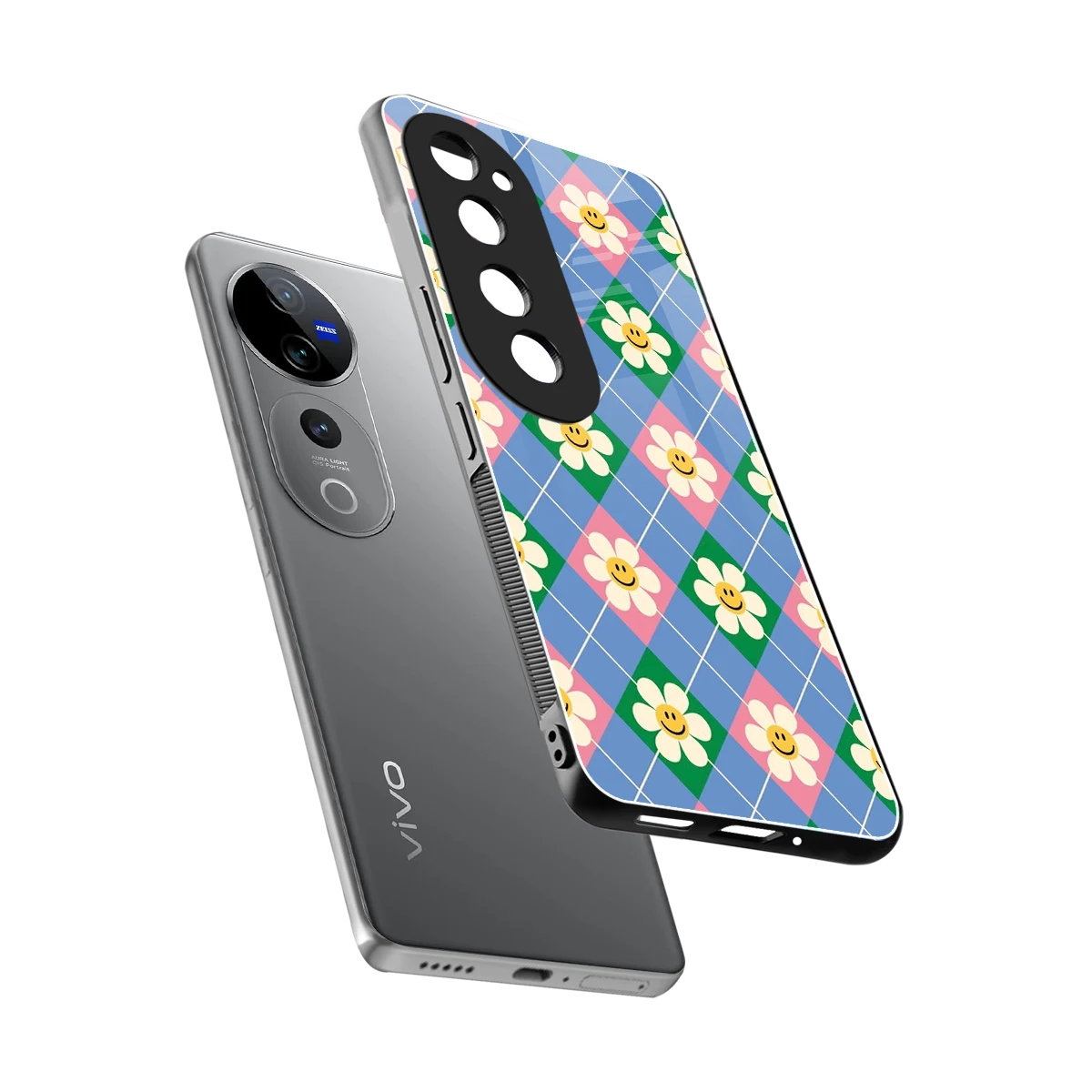 Joy Petals sleek vivo v40 pro cover with tempered glass back and TPU edges