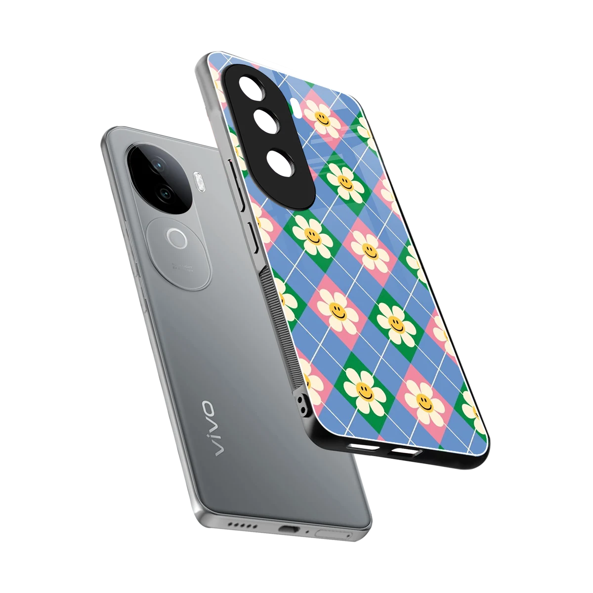 Joy Petals sleek vivo v40e cover with tempered glass back and TPU edges