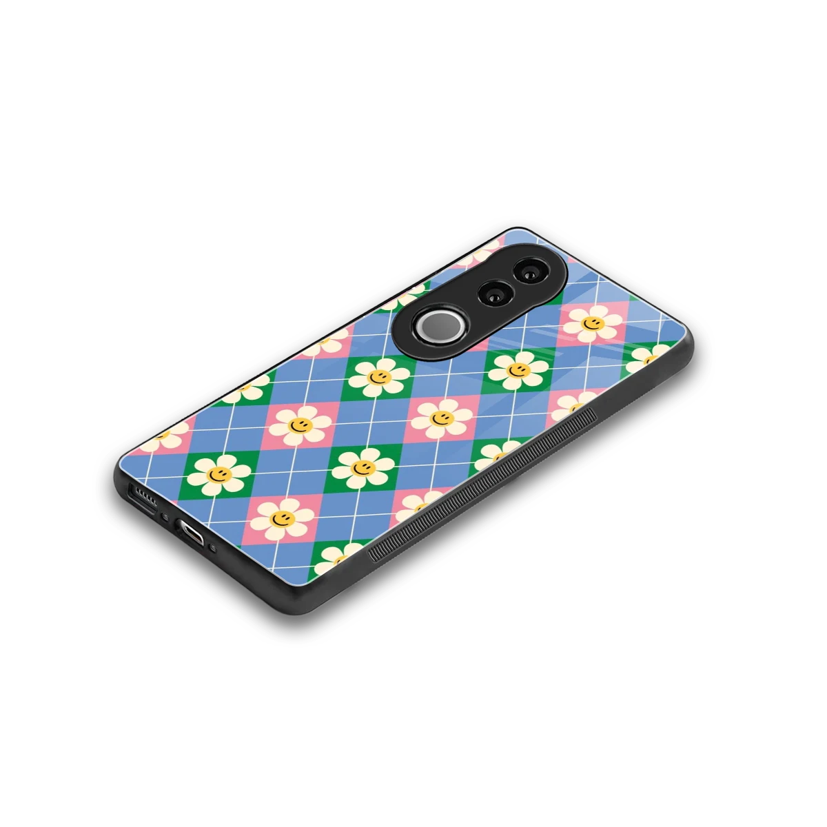 Joy Petals stylish phone case for vivo v50 | glossy glass and slim fit