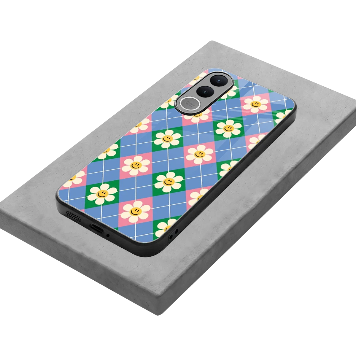 Joy Petals stylish phone case for vivo v70 fe | glossy glass and slim fit