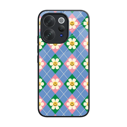 Joy Petals back phone cover | glass case for vivo v70 elite