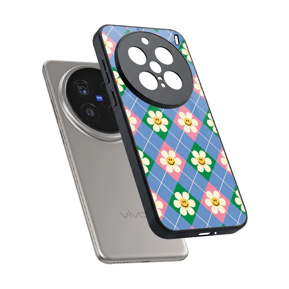 Joy Petals sleek vivo x200 pro cover with tempered glass back and TPU edges