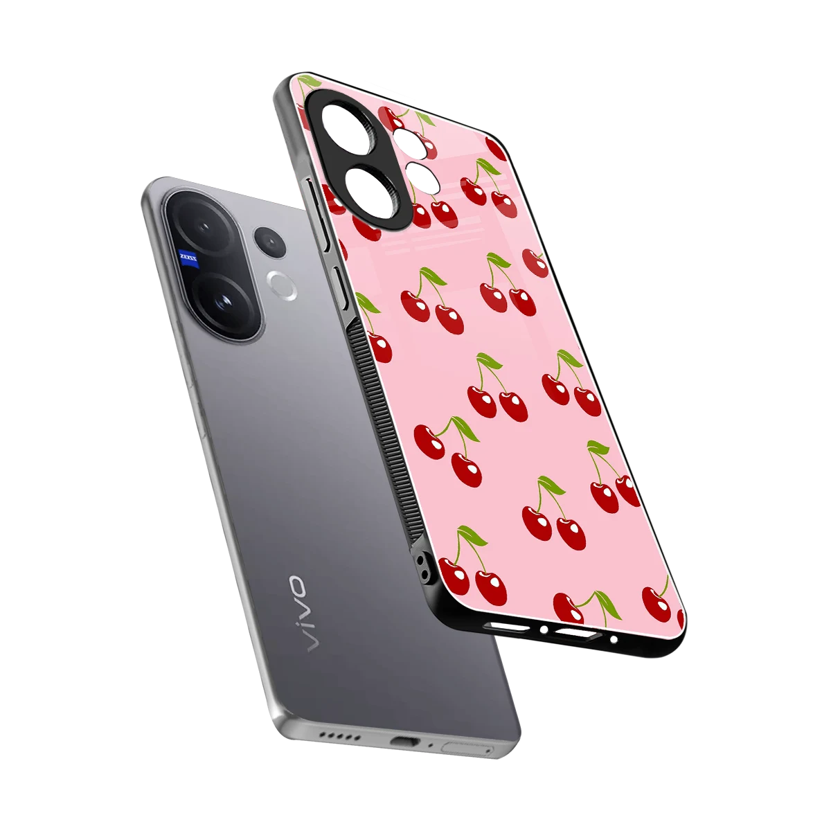 Juicy Pop sleek vivo v60 cover with tempered glass back and TPU edges