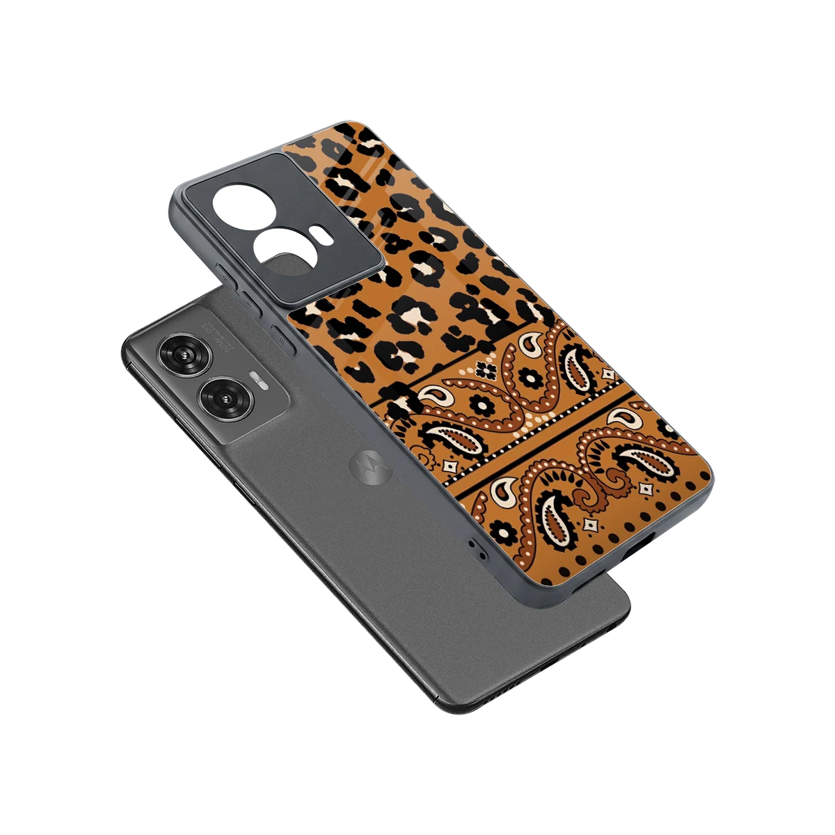 Jungle Bloom sleek motorola edge 50 fusion cover with tempered glass back and TPU edges