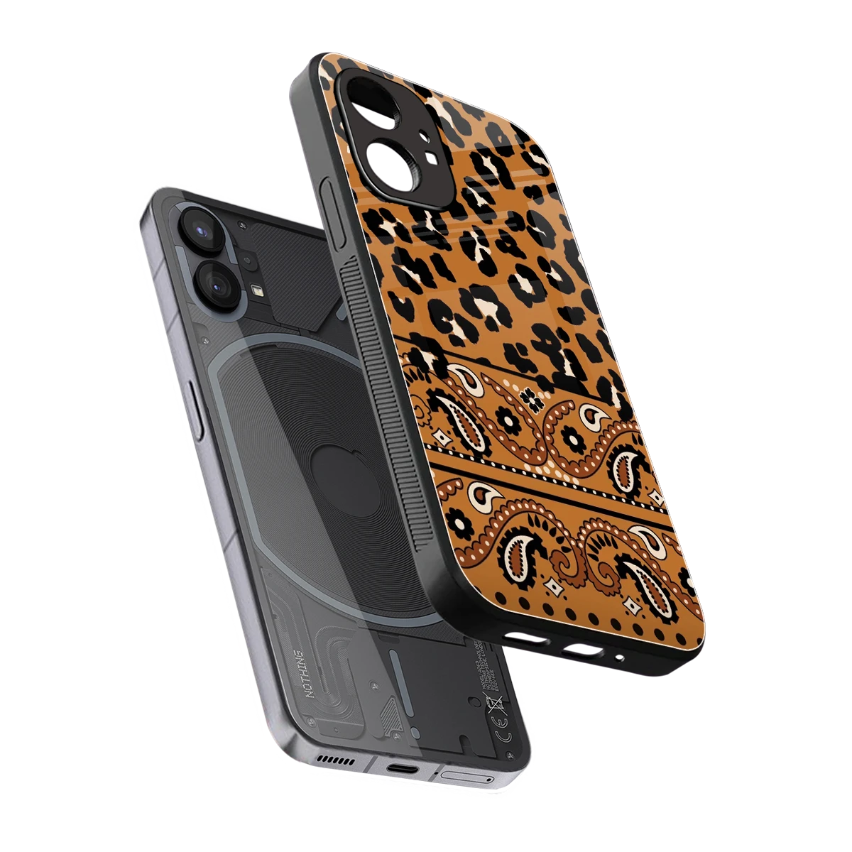 Jungle Bloom sleek nothing phone 1 cover with tempered glass back and TPU edges