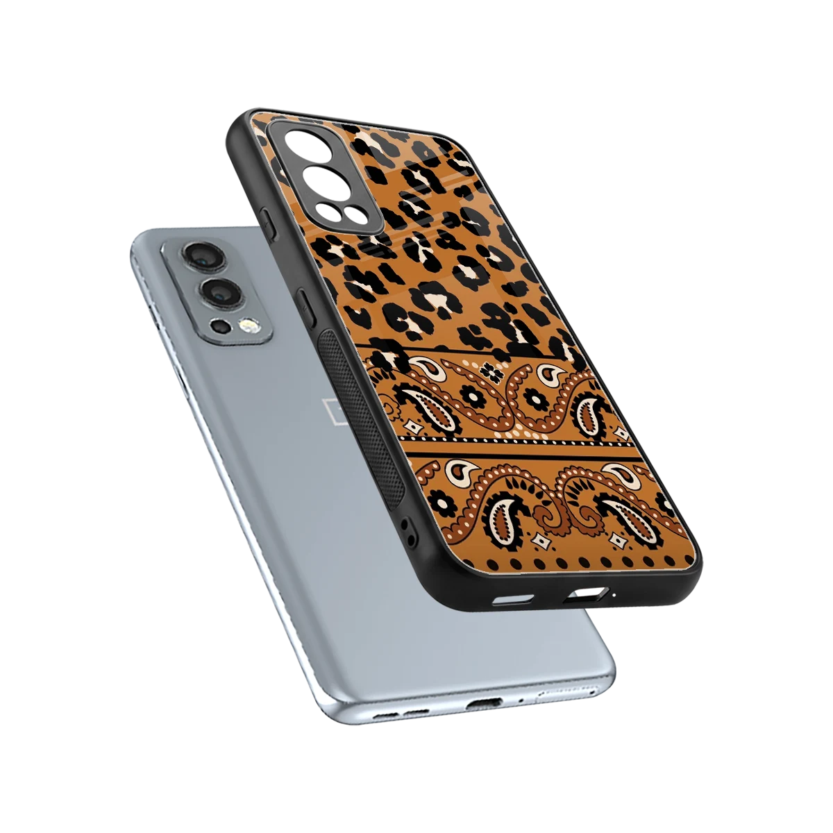 Jungle Bloom sleek oneplus nord 2 cover with tempered glass back and TPU edges