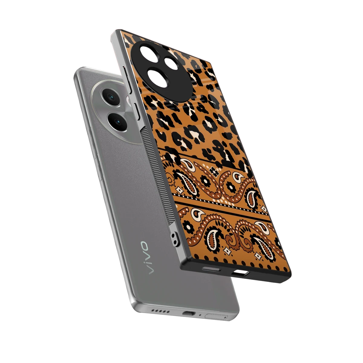 Jungle Bloom sleek vivo v30e cover with tempered glass back and TPU edges