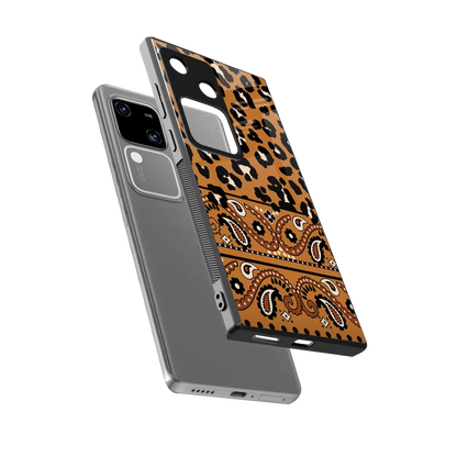 Jungle Bloom sleek vivo v30 cover with tempered glass back and TPU edges