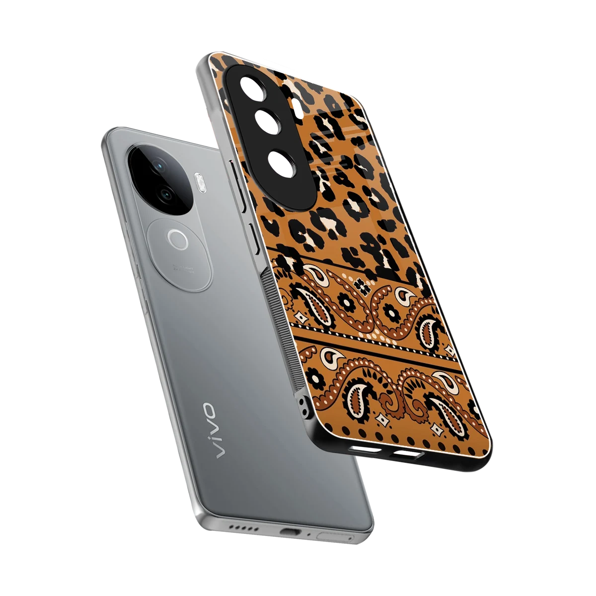 Jungle Bloom sleek vivo v40e cover with tempered glass back and TPU edges