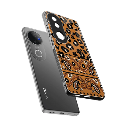 Jungle Bloom sleek vivo v50 cover with tempered glass back and TPU edges