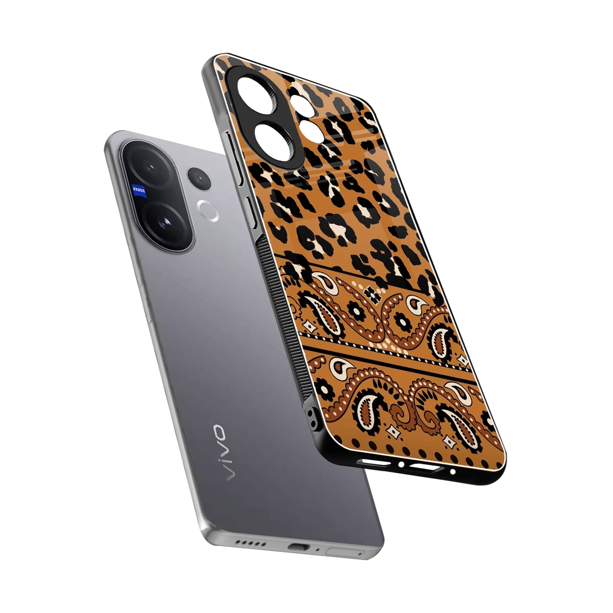 Jungle Bloom sleek vivo v60 cover with tempered glass back and TPU edges