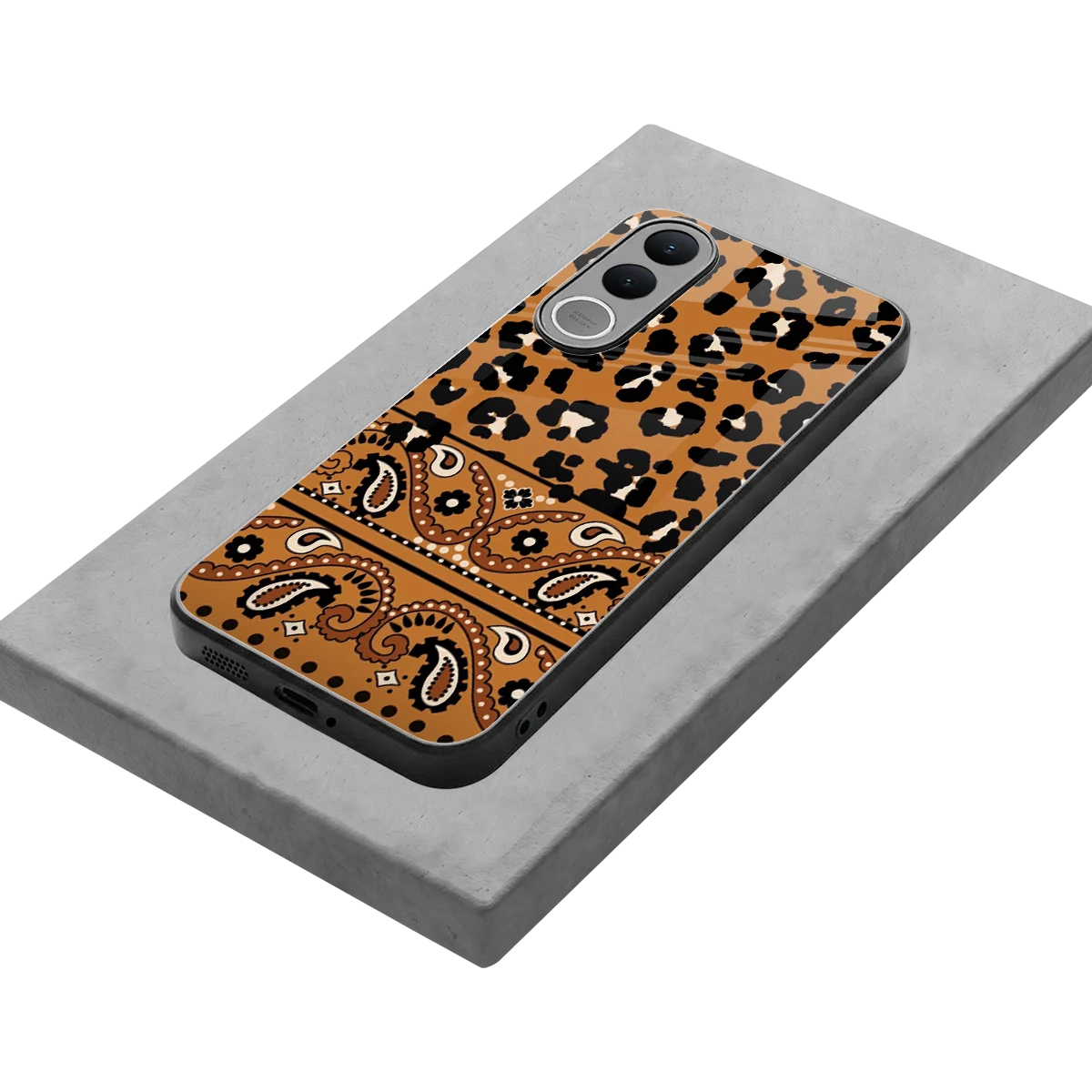 Jungle Bloom stylish phone case for vivo v70 fe | glossy glass and slim fit