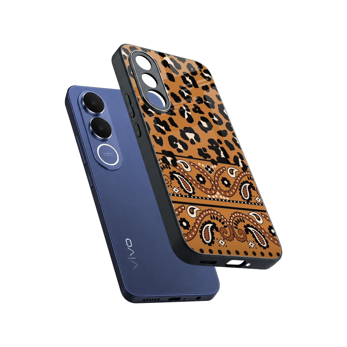 Jungle Bloom sleek vivo v70 fe cover with tempered glass back and TPU edges