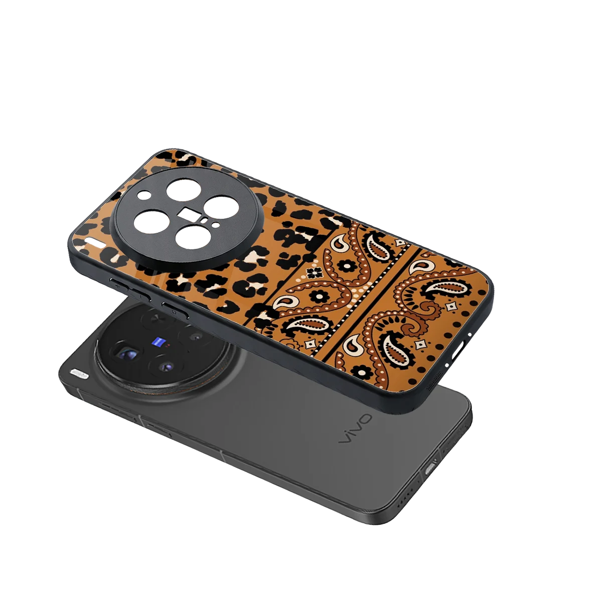 Jungle Bloom sleek vivo x300 pro cover with tempered glass back and TPU edges
