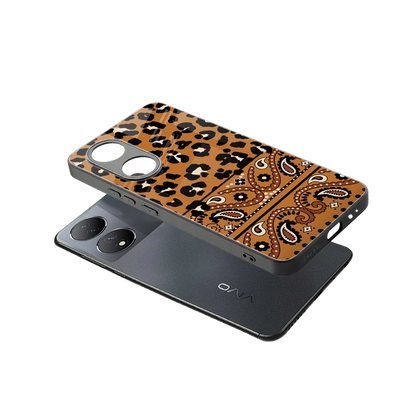 Jungle Bloom sleek Vivo-y100 cover with tempered glass back and TPU edges