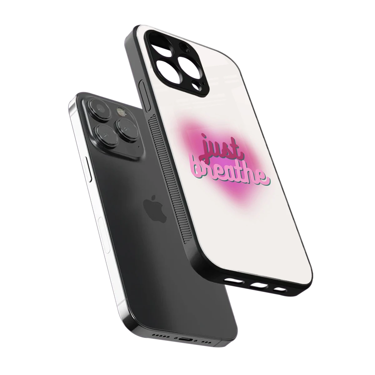 Just Breathe sleek iphone 14 pro max cover with tempered glass back and TPU edges