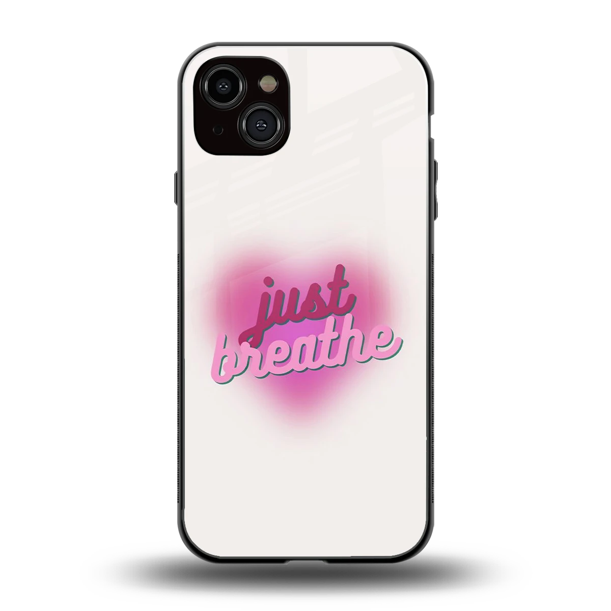 Just Breathe back phone cover | glass case for iphone 15 plus