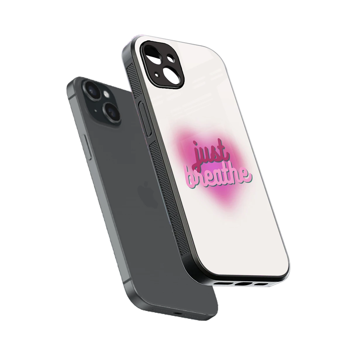 Just Breathe sleek iphone 15 plus cover with tempered glass back and TPU edges