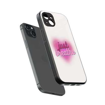 Just Breathe sleek iphone 15 plus cover with tempered glass back and TPU edges