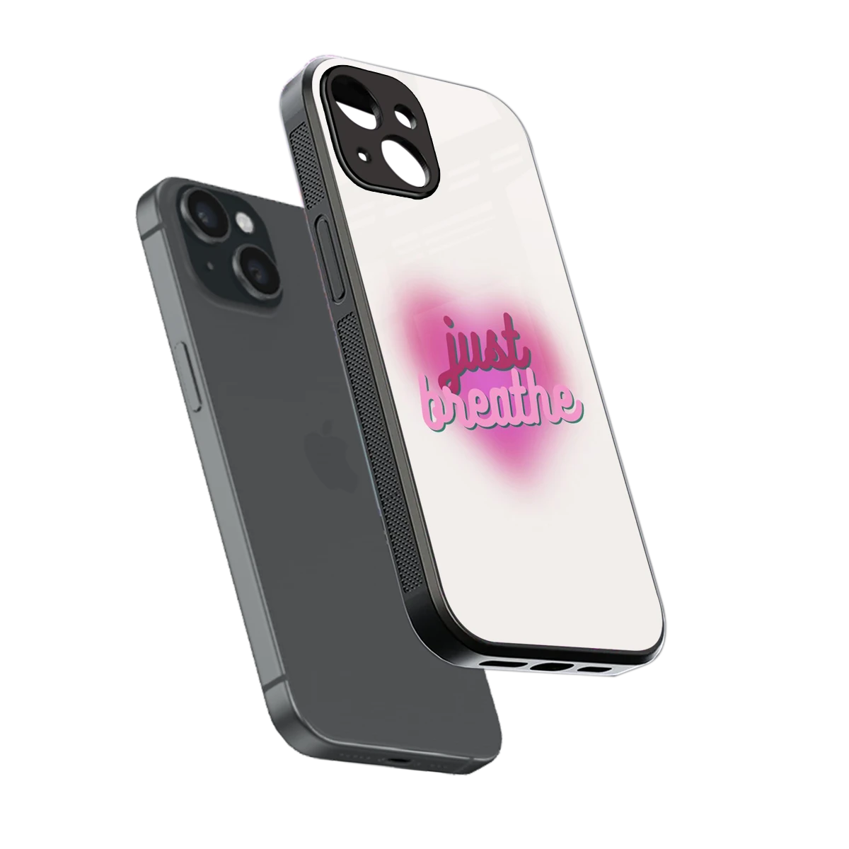 Just Breathe sleek iphone 15 cover with tempered glass back and TPU edges