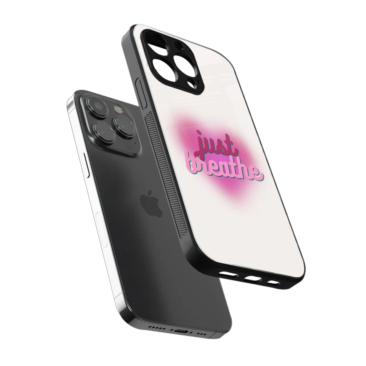 Just Breathe sleek iphone 16 pro max cover with tempered glass back and TPU edges