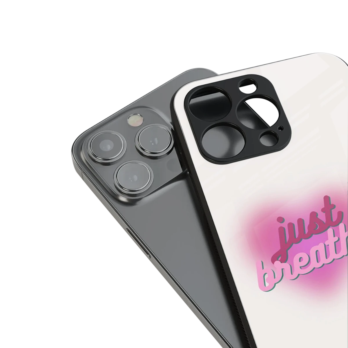 Just Breathe stylish phone case for iphone 16 pro max | glossy glass and slim fit