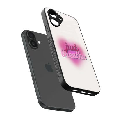 Just Breathe sleek iPhone 16 cover with tempered glass back and TPU edges