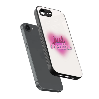 Just Breathe sleek iphone 16e cover with tempered glass back and TPU edges