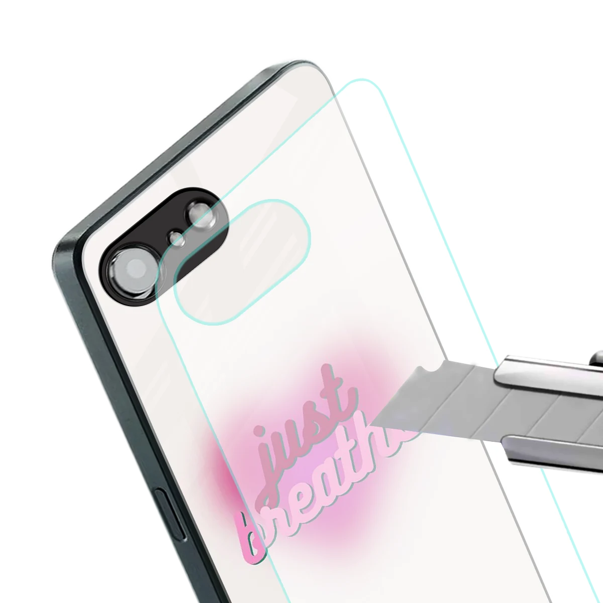 Just Breathe stylish phone case for iphone 16e | glossy glass and slim fit