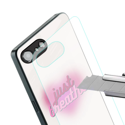 Just Breathe stylish phone case for iphone 16e | glossy glass and slim fit