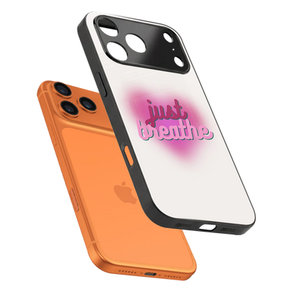 Just Breathe sleek iphone 17 pro cover with tempered glass back and TPU edges
