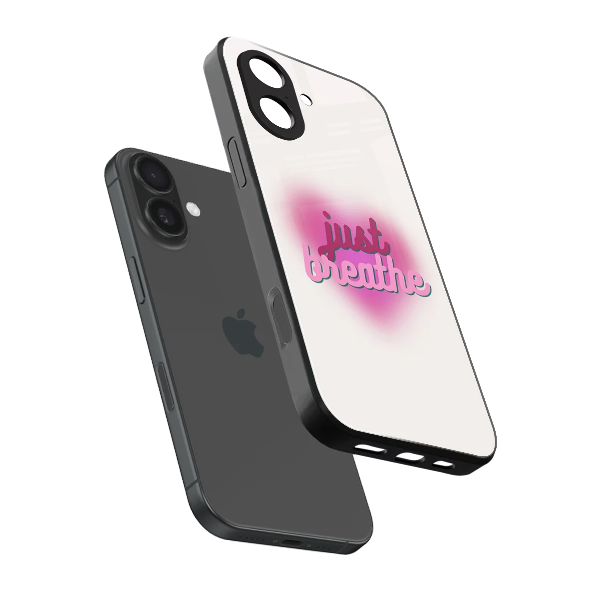 Just Breathe sleek iphone 17 cover with tempered glass back and TPU edges