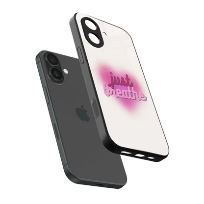 Just Breathe sleek iphone 17 cover with tempered glass back and TPU edges