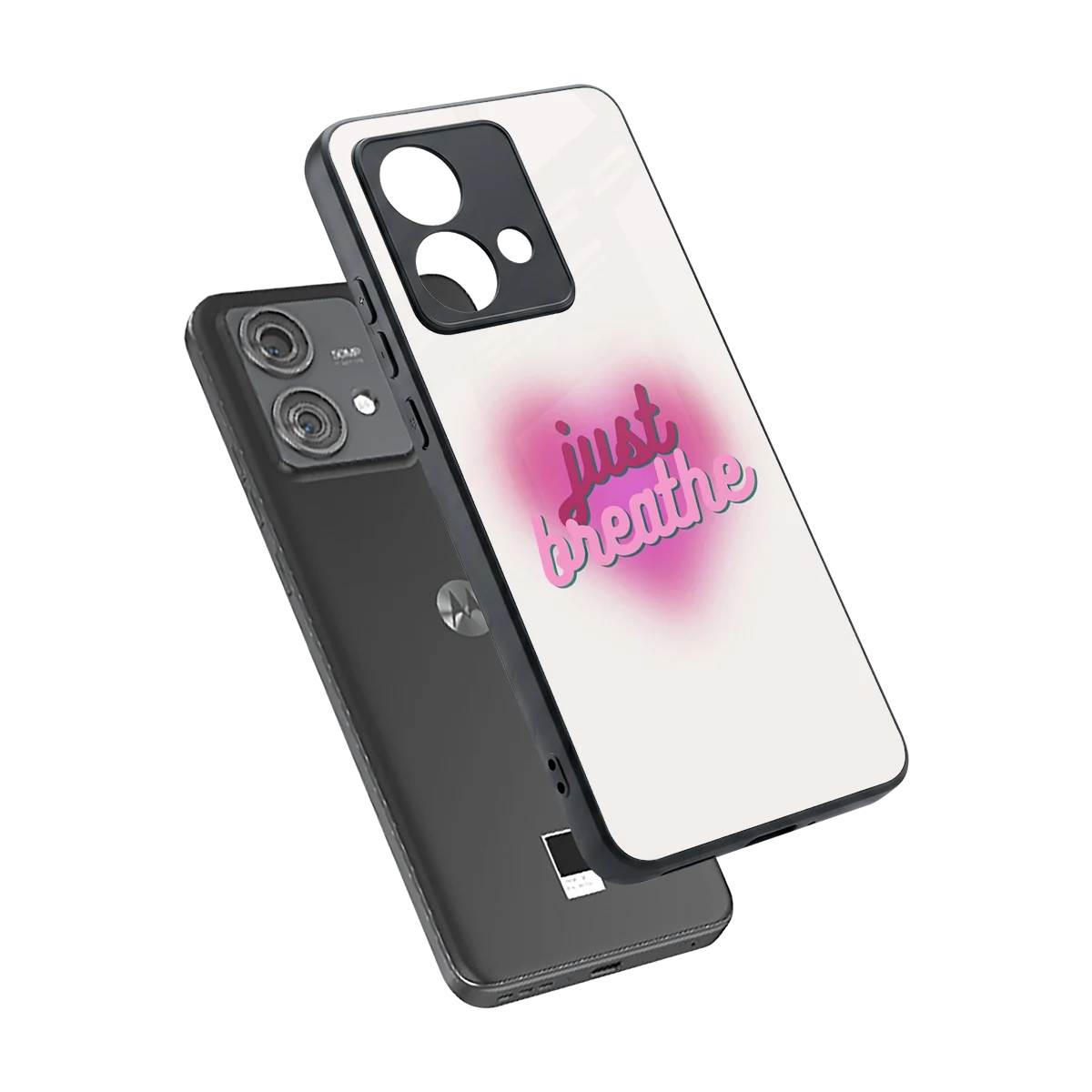 Just Breathe sleek motorola edge 40 neo 5g cover with tempered glass back and TPU edges