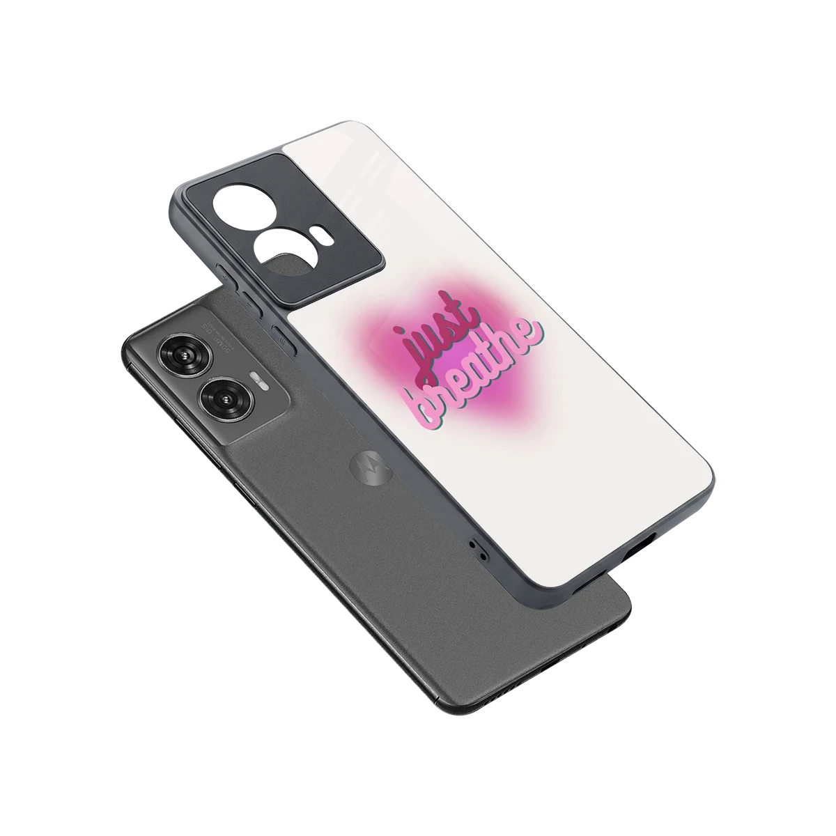 Just Breathe sleek motorola edge 50 fusion cover with tempered glass back and TPU edges