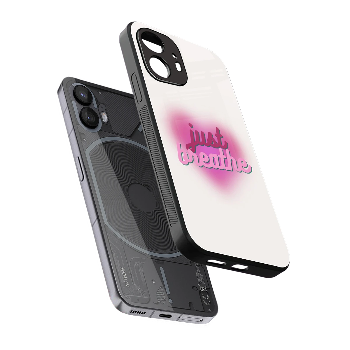 Just Breathe sleek nothing phone 2 cover with tempered glass back and TPU edges