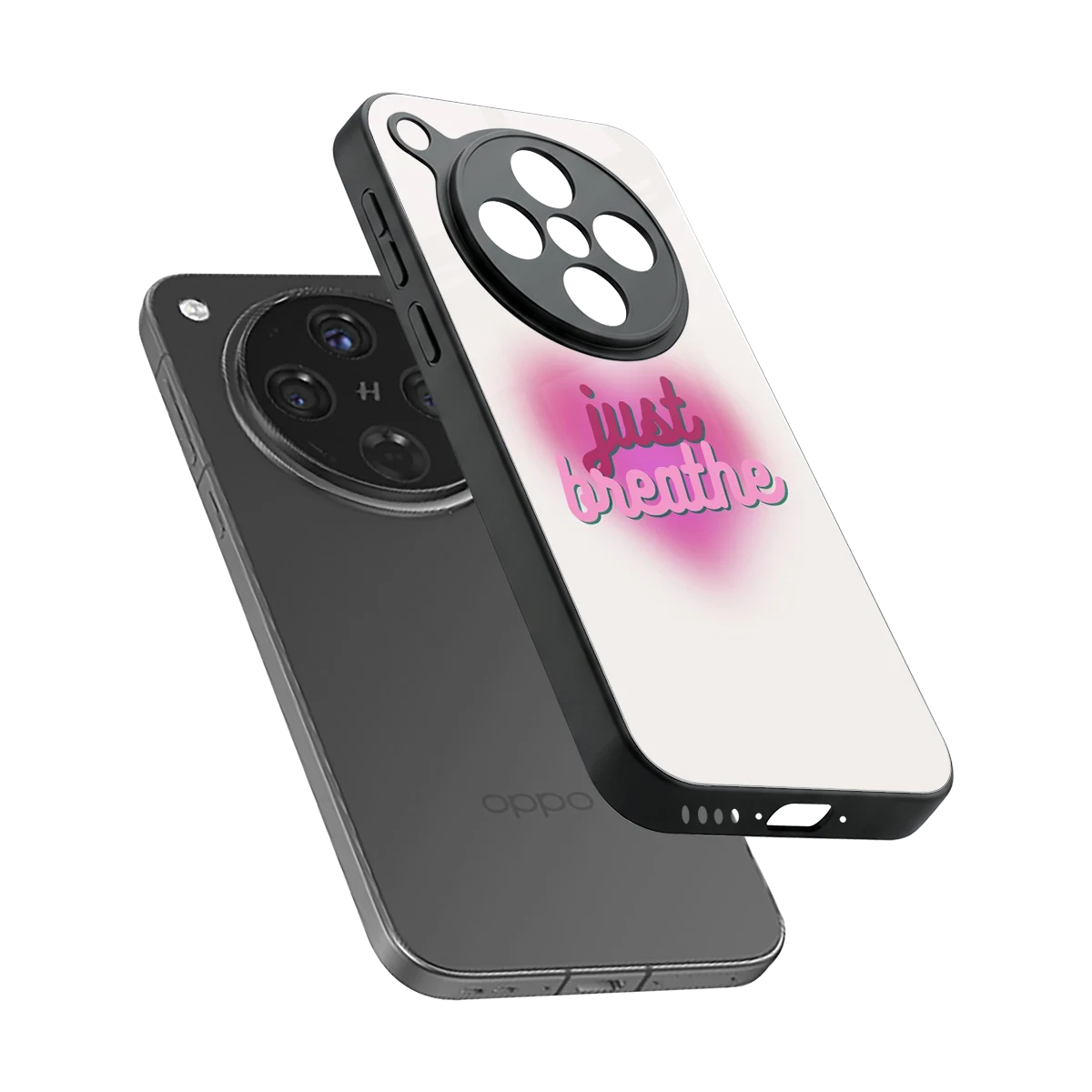 Just Breathe sleek oppo find x8 cover with tempered glass back and TPU edges