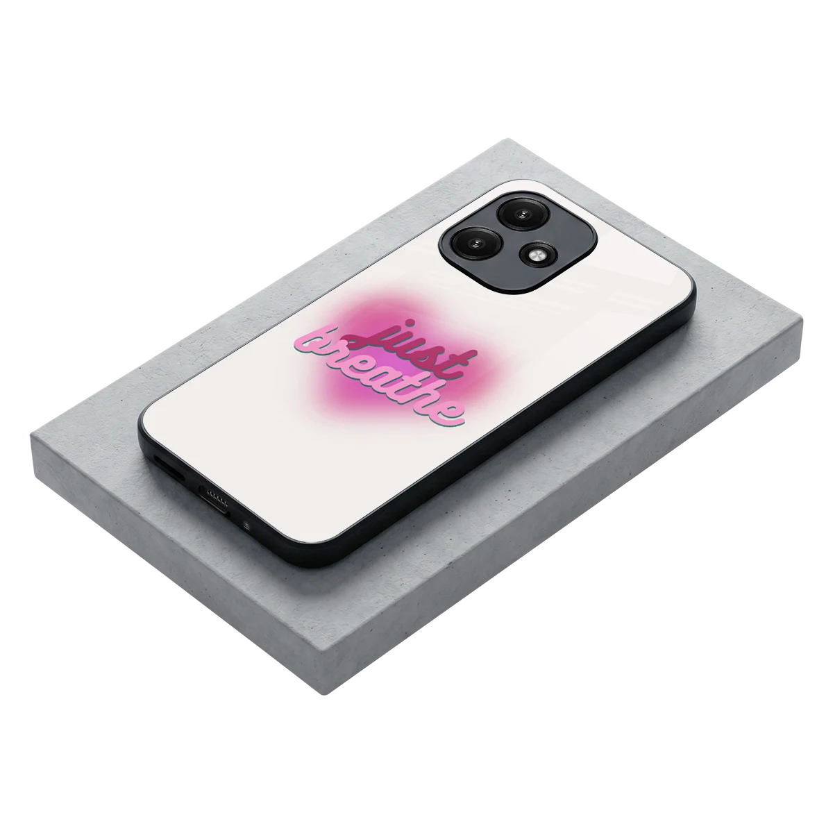 Just Breathe stylish phone case for redmi 12 5g | glossy glass and slim fit