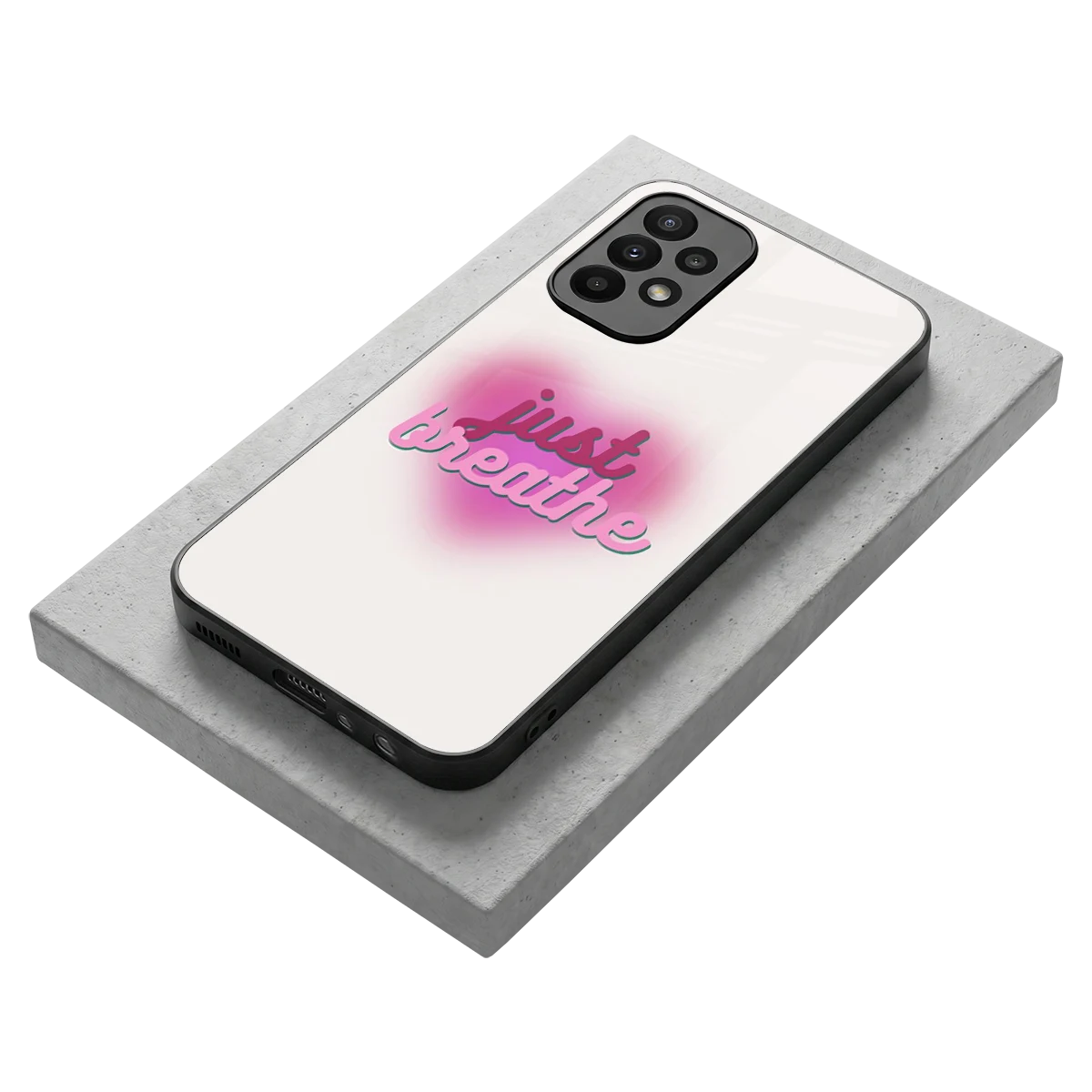 Just Breathe stylish phone case for samsung galaxy a23 | glossy glass and slim fit