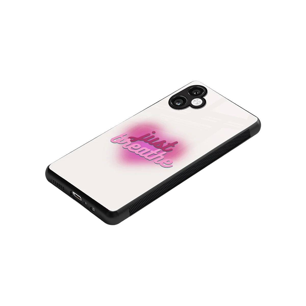 Just Breathe stylish phone case for samsung galaxy a06 5g | glossy glass and slim fit