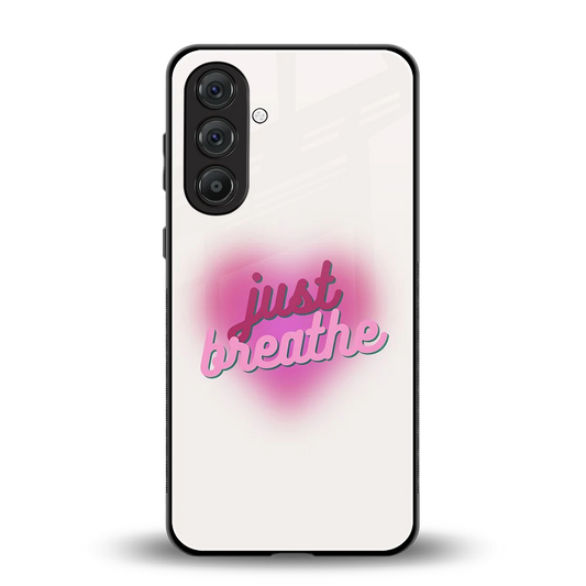 Just Breathe back phone cover | glass case for samsung galaxy m36 5g