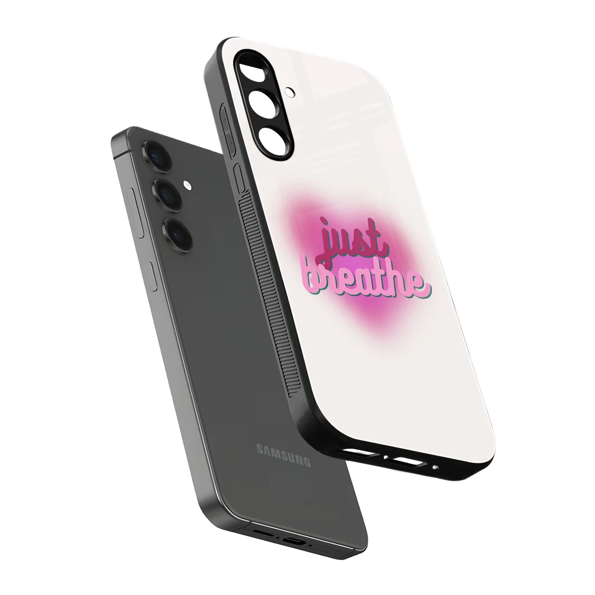 Just Breathe sleek samsung galaxy a55 5g cover with tempered glass back and TPU edges