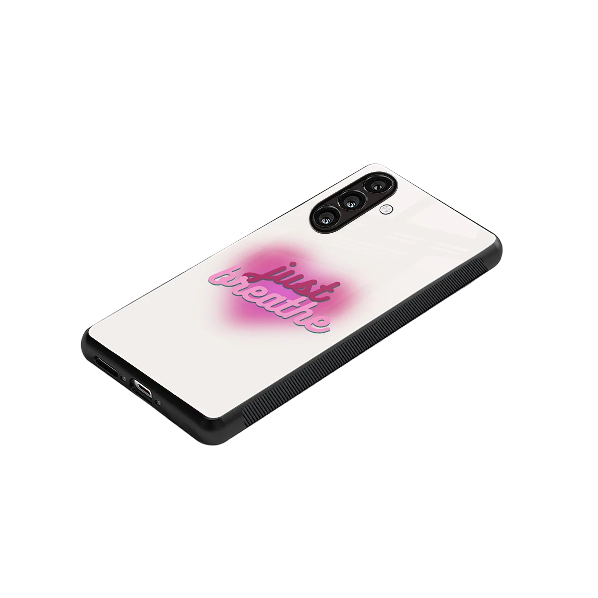 Just Breathe stylish phone case for samsung galaxy a55 5g | glossy glass and slim fit