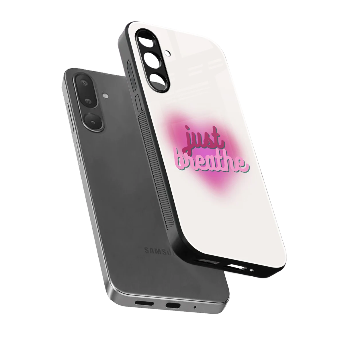 Just Breathe sleek samsung galaxy m36 5g cover with tempered glass back and TPU edges