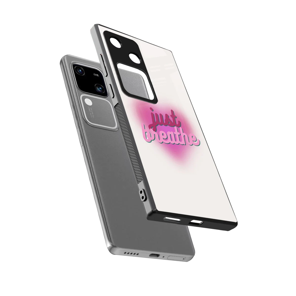 Just Breathe sleek vivo v30 cover with tempered glass back and TPU edges