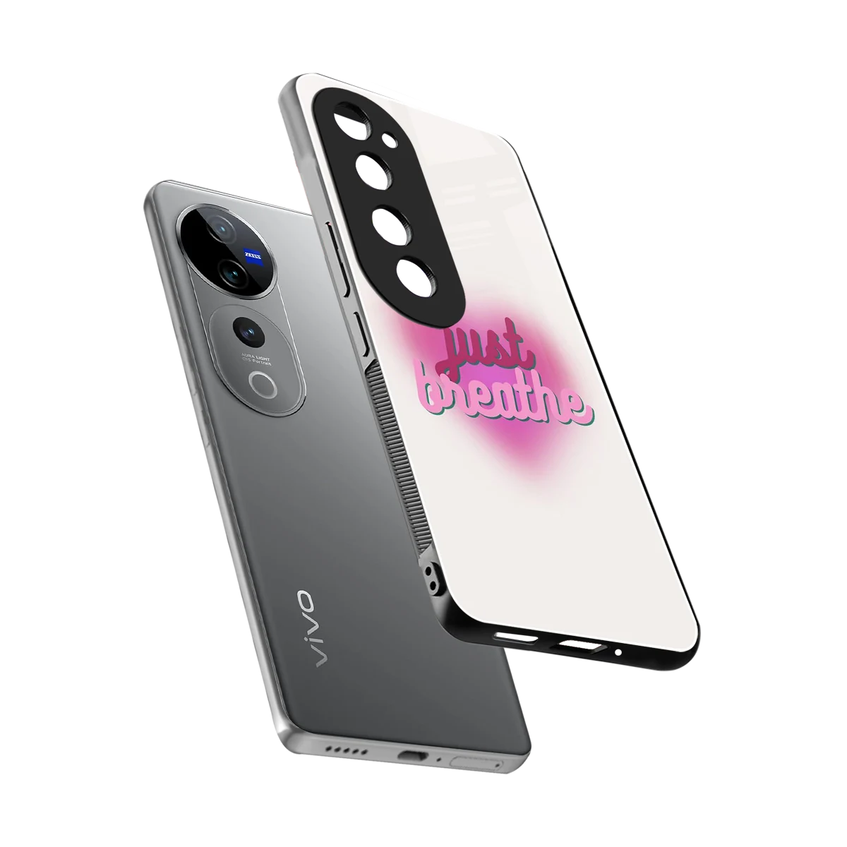 Just Breathe sleek vivo v40 pro cover with tempered glass back and TPU edges