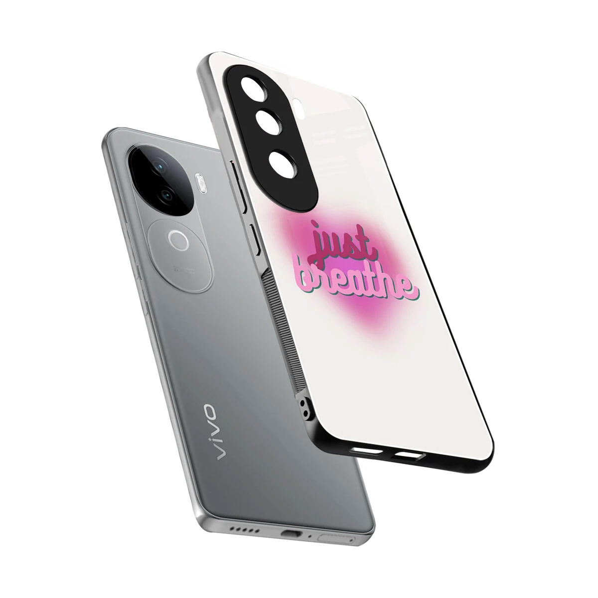 Just Breathe sleek vivo v40e cover with tempered glass back and TPU edges