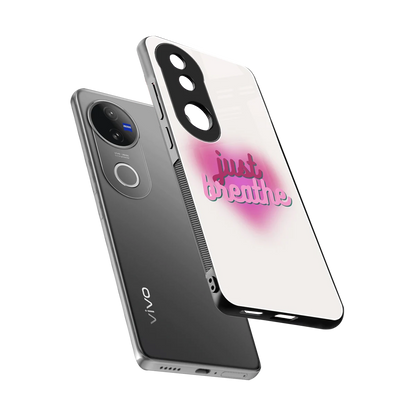 Just Breathe sleek vivo v50 cover with tempered glass back and TPU edges