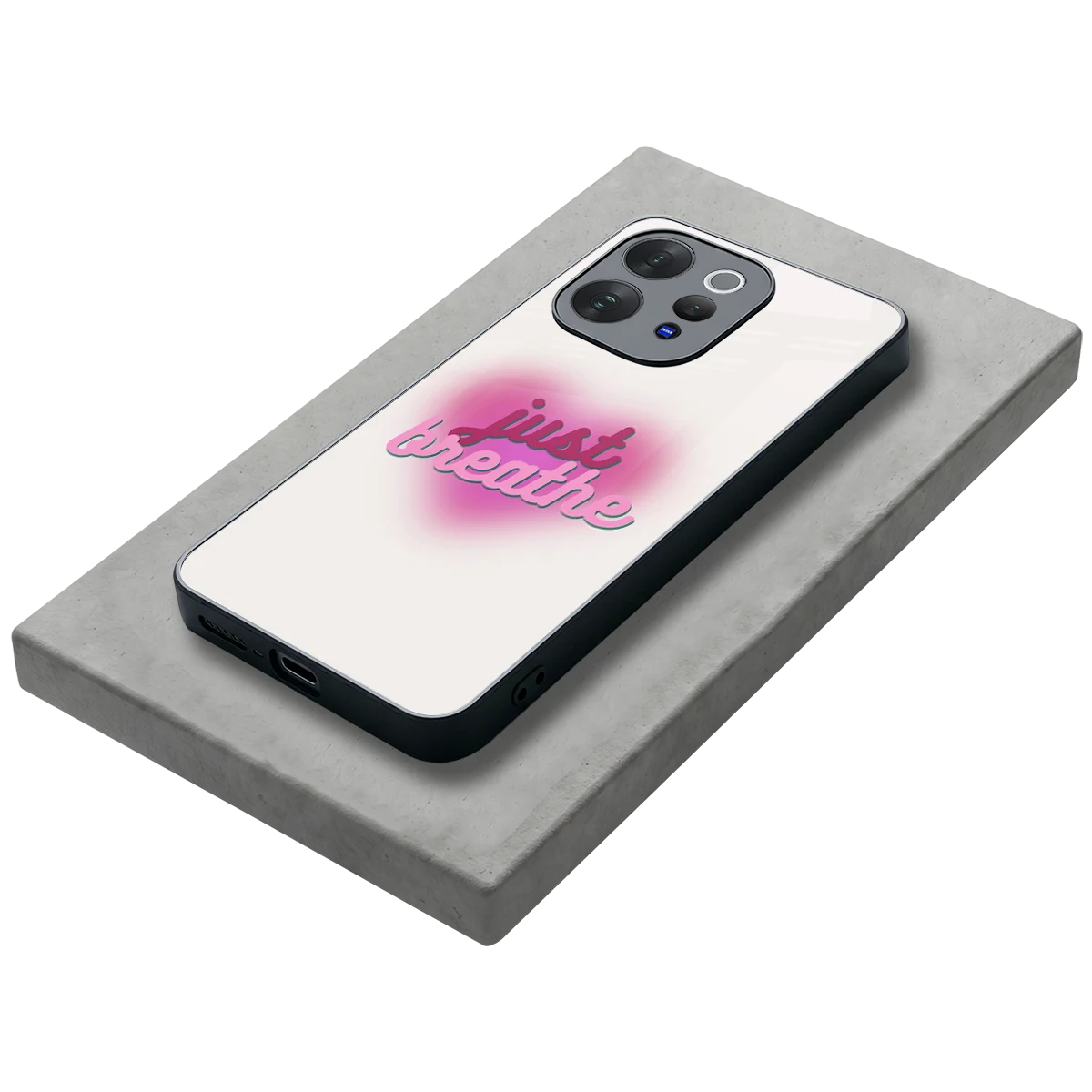 Just Breathe stylish phone case for vivo v70 | glossy glass and slim fit