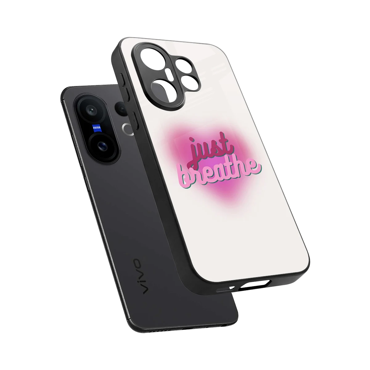 Just Breathe sleek vivo x200 fe cover with tempered glass back and TPU edges